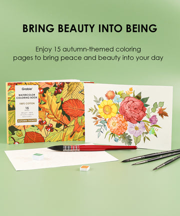 15 Sheets 140LB Autumn-Themed Watercolor Coloring Book